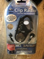 Innovage Outdoor FM/Weather Clip Radio w/Earbud Headphones 24 hr Weather Reports