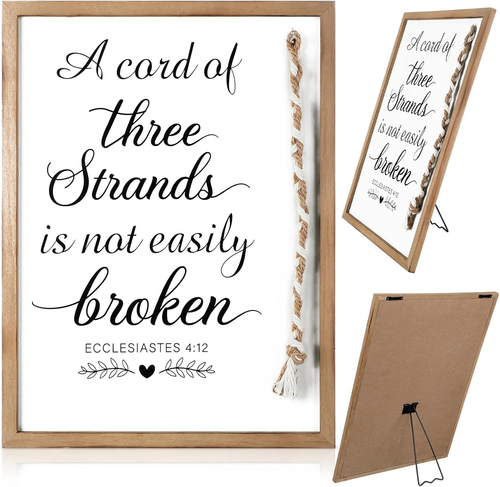 A Cord of Three Strands Christian Wedding Ceremony Knot Rope Sign Wall - Picture 8 of 12