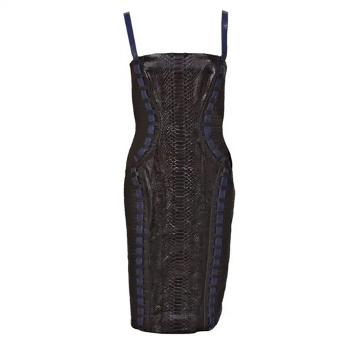 F/W 2011 Look #35 Versace Black Snakeskin Leather Dress 42 - 6 - Picture 5 of 9