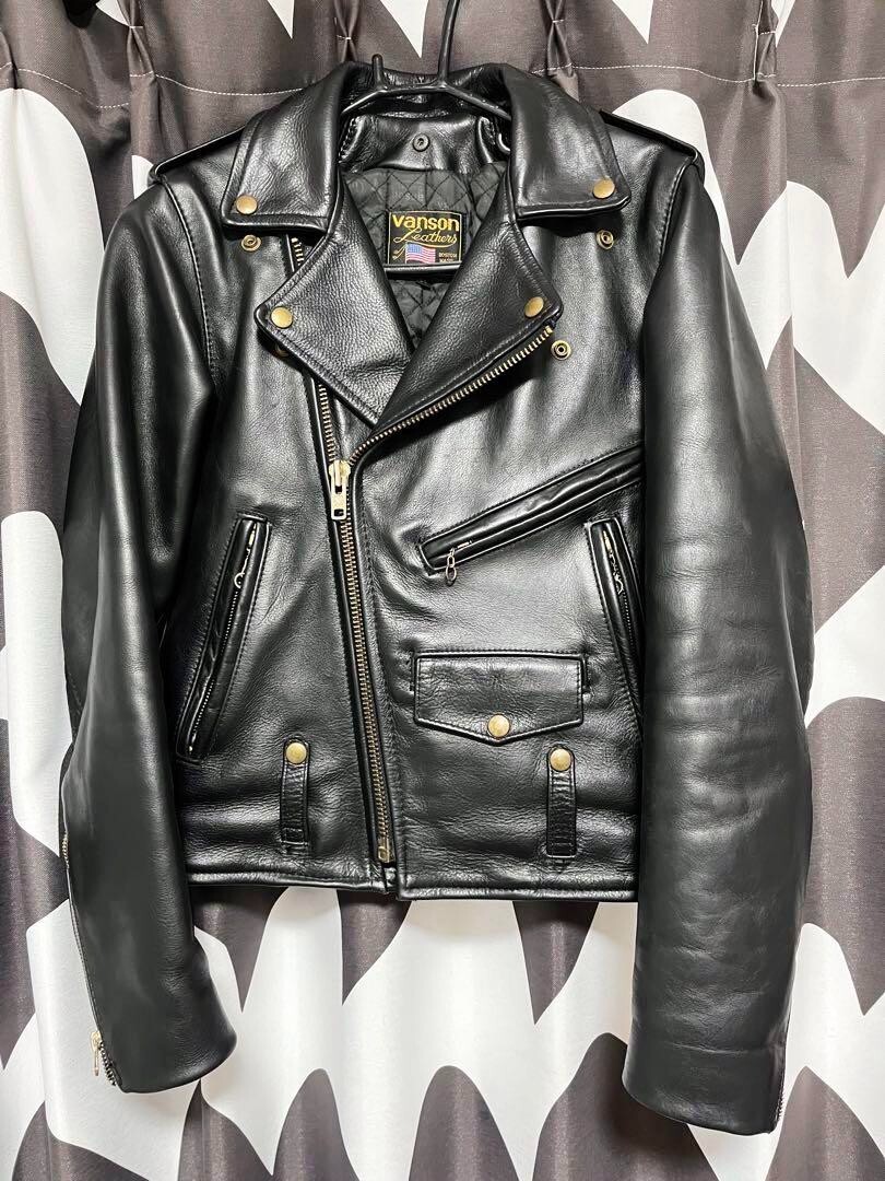 Vanson Vintage Leather Jacket Double Riders Black Size 34 Vanson Vintage Leather Jacket Double Riders Black Size 34