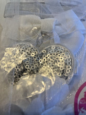 NEW Infant White Sequin Heart Headband  Clip Set One Size NEW - Sealed Package