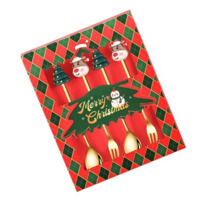 Elegant 4Pieces Christmas Tableware Set Stainless Steel Texture with Seasonal