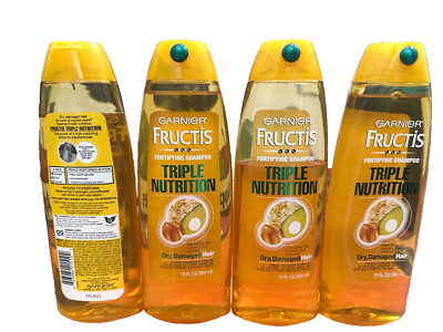 Lot of 4 - Garnier Fructis Triple Nutrition  Shampoo  13 oz