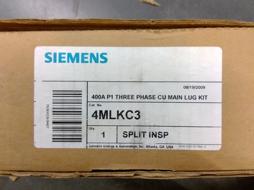 Siemens 4MLKC3 400A 3 Phase CU Main Lug Kit **Free Shipping**