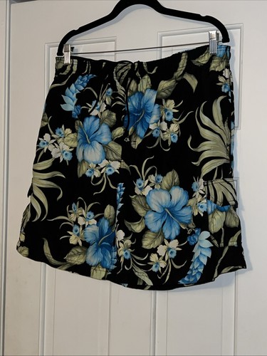 Sand N Sun Swim Trunks Mens (36-38)Blue Tropical Floral Mesh Lining Shorts - Picture 2 of 5