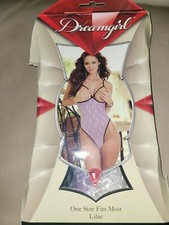 Vintage Dreamgirl Lilac Open Cut Teddie w/ Lace Up Back and Thong Bottom OSFM