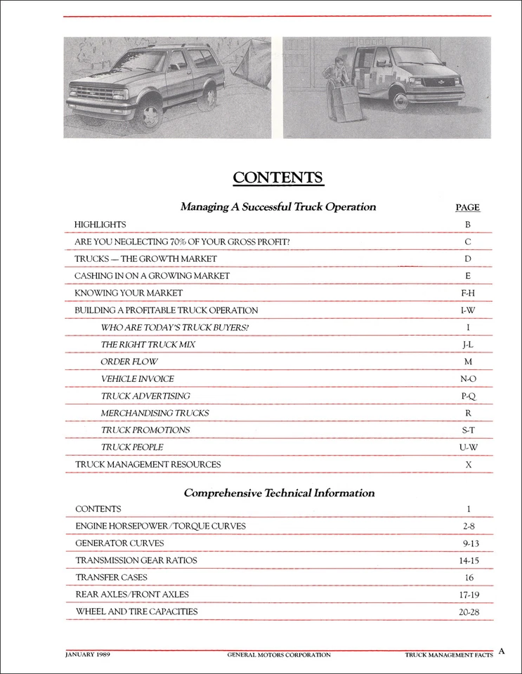 Chevy Truck 1989 libro de datos tapicería a color álbum concesionario Chevrolet  Foto 2 de 2