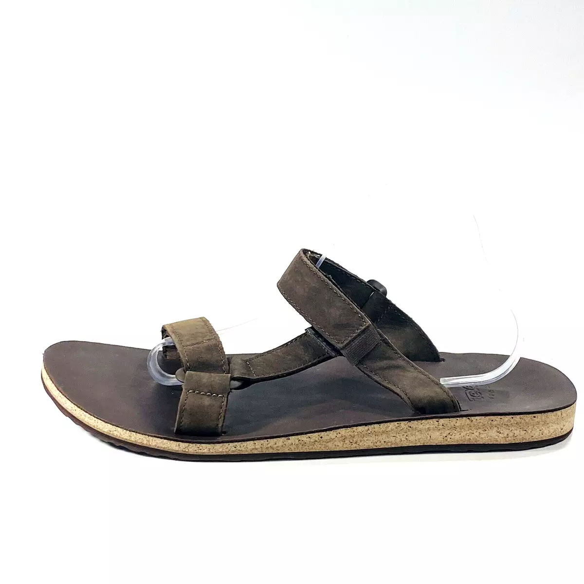 Teva Mens Universal Slide Sandals Brown Leather Adjustable Strap