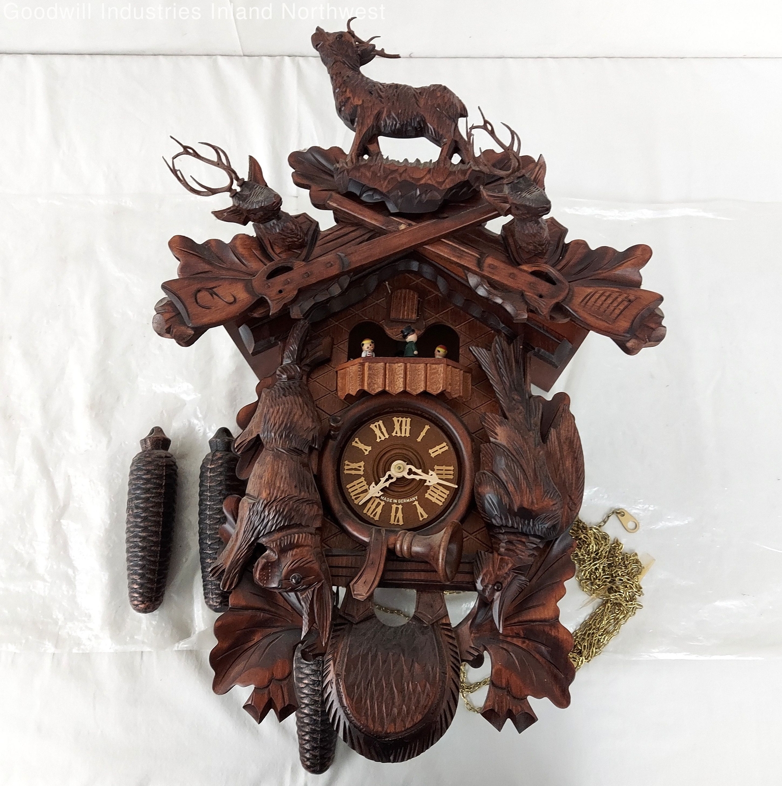 VTG Romance Der Frohliche Wanderer Edelweiss Cuckoo Clock Germany Swiss