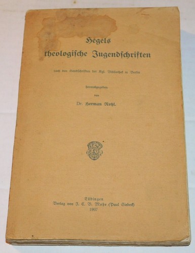 1907 1ST ED. HEGELS THEOLOGISCHE - Down Syndrome DR. CLEMENS BENDA'S COPY  - Foto 1 di 6
