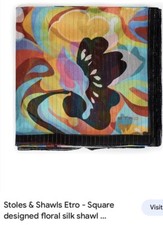 Etro Women's 100 silk Large Sheer Floral shawl Scarf Made In Italy New 550
