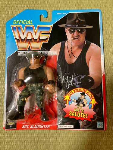 Hasbro WWF WWE SGT. SLAUGHTER 1992 US Blue card Of...