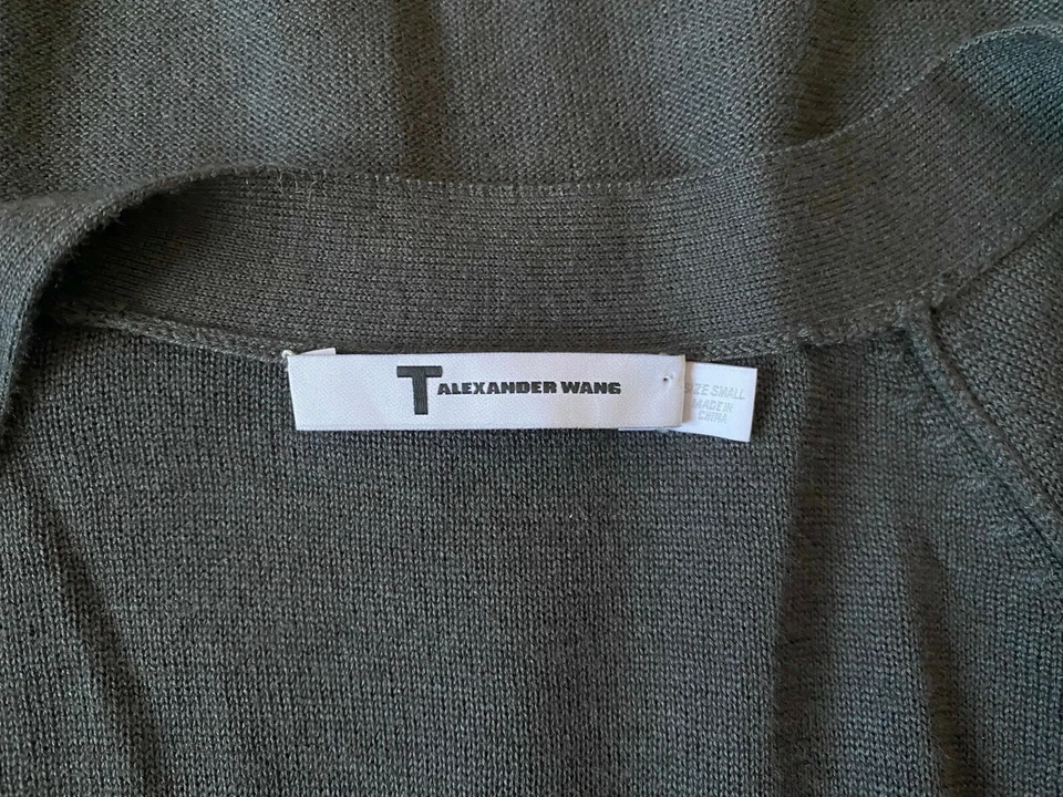 T By Alexander Wang 灰色黄色拼色薄开衫毛衣 S 码 — 第 2/2 张图片