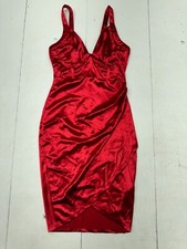 Shein Red Back Zip Slip Dress Womens Size Medium
