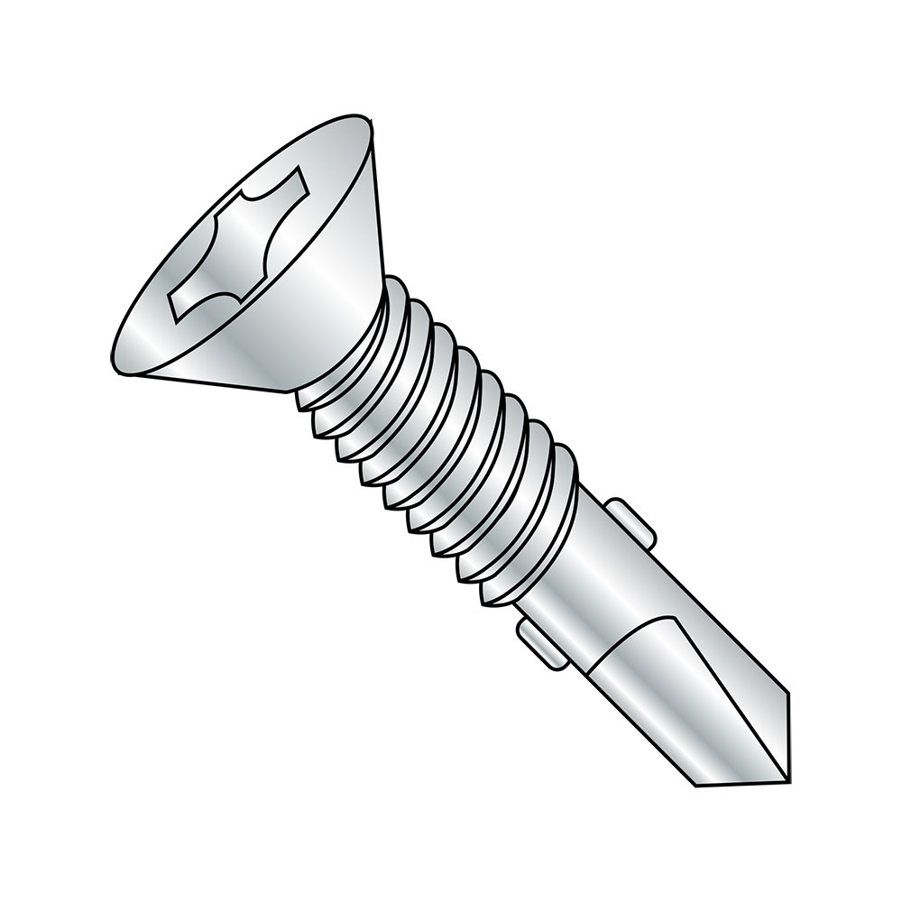 1456KPFMS4W Steel Self-Drilling Screw with Wings, Zinc Plated Finish, 82 Degree-image