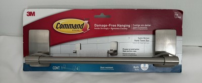 3M Command Hand Towel Bar, Satin Nickel, BATH41-SN-ESF 