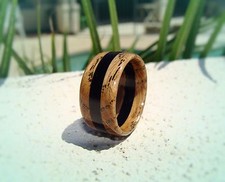 Tennessee Whiskey Barrel and Ebony Wood Ring  Unisex  Handmade