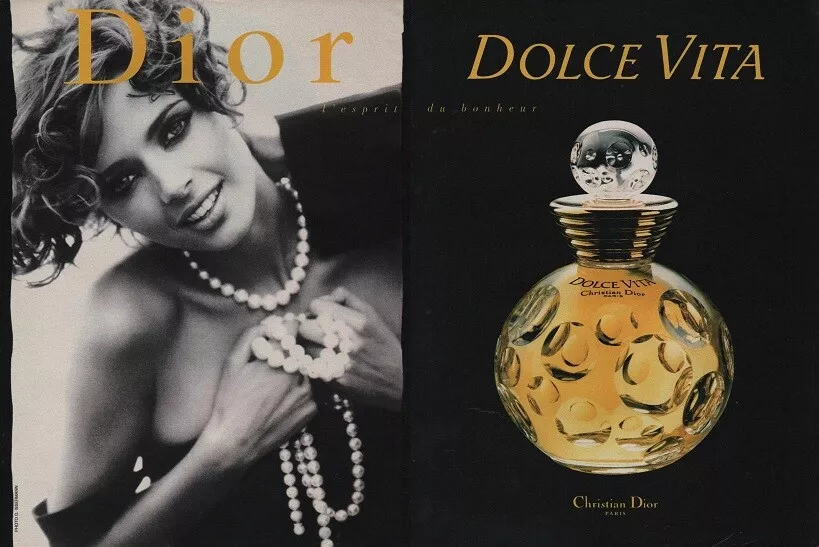 Publicité papier Parfum. Perfume ad. Dior Dolce Vita 1995 double page