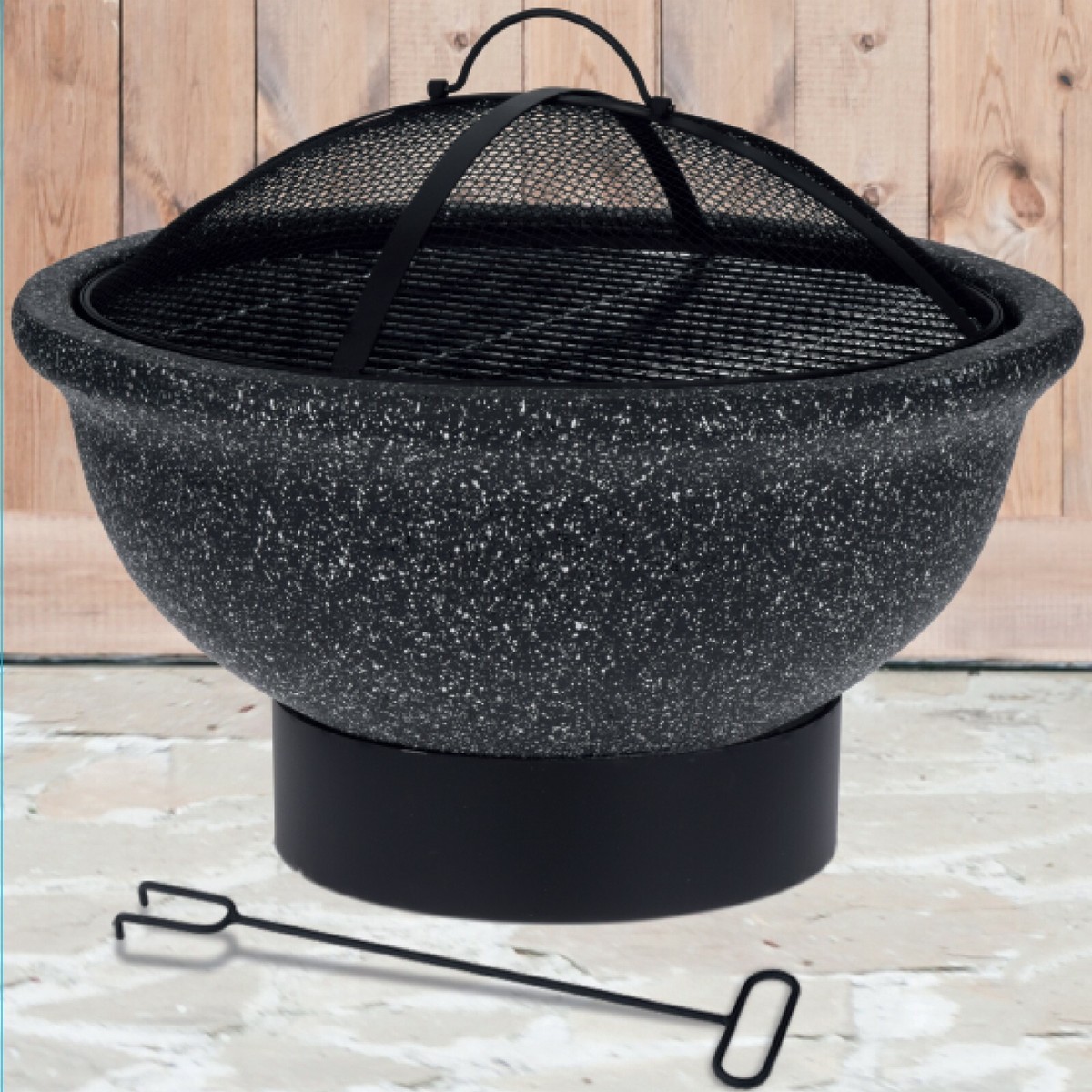Black Round MGO Fire Pit Bowl Heater BBQ Grill Camping Burner 