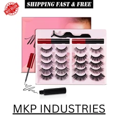 Magnetic Eyelashes Kit, Reusable Magnetic Lashes with Eyeliner and Tweezers, 10