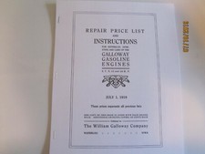  William Galloway Co 1919 5HP- 16HP Gas Engine Instruction and Parts Manual