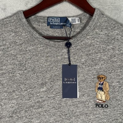 Polo Ralph Lauren Shirt Mens XL Gray Polo Bear Classic Fit Tee Collegiate Slub