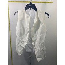 White Tailored Button Front Vest Sleeveless Formal Suit Waistcoat Large