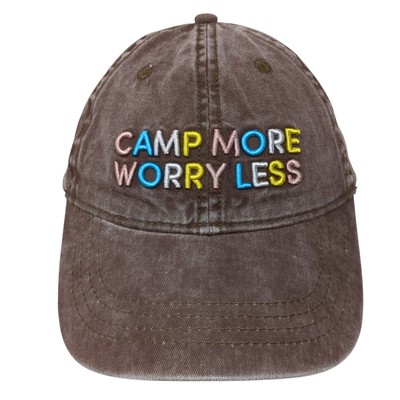 Camp More Worry Less Slideback Hat Brown One Size Solid Embroidered
