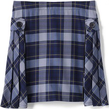 Lands End School Uniform Girls Sz 6 Side Pleat Plaid Skort Above Knee Navy Plaid