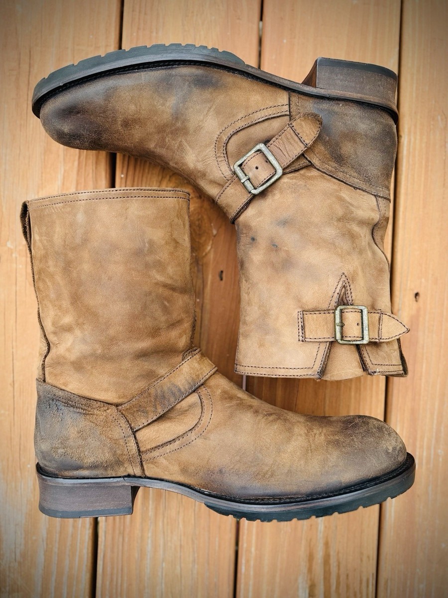Rare Vintage John Varvatos Rockstar Brown‎ Leather Men\'s Boots, Size 9 John Varvatos Engineer Rockstar Biker Harness Boots Brown  main image 3
