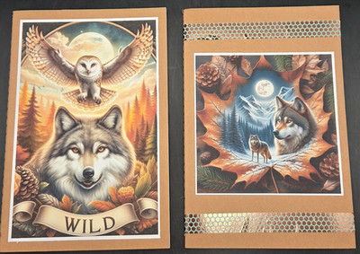 Wolf Journal Notebook Set of 2 Wildlife Nature Art Lined Pages Gift