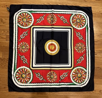 Art Of The Scarf Tie Rack Polyester Scarf Print Black Gold Red Green Old Money