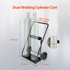 Dual Welding Cylinder Cart, Suitable for Double 12.5-Inch Dia. Gas Cylinders