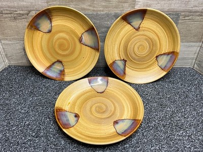 Sango Splash 4951 Brown Drip Glaze 8.25'' Salad Plates - Lot of 3