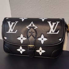 Black/White Monogram Crossbody Bag Gold Hardw...