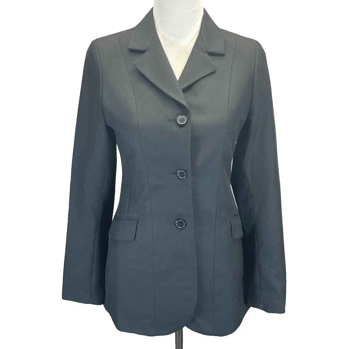 Manteau Femme Ovation Dressage Show Noir 100% Laine Boutons Dorés – Taille S