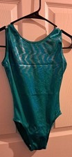 Girls Eurotard Metallic Teal Leotard Sz L