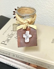 RARE and UNIQUE Jan Barboglio Starburst & Clear Glass Cross Attachment w/Tag