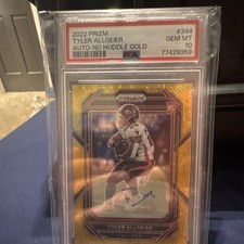 2022 Panini Prizm Gold No Huddle Auto #344 Tyler Allgeier /10 PSA 10