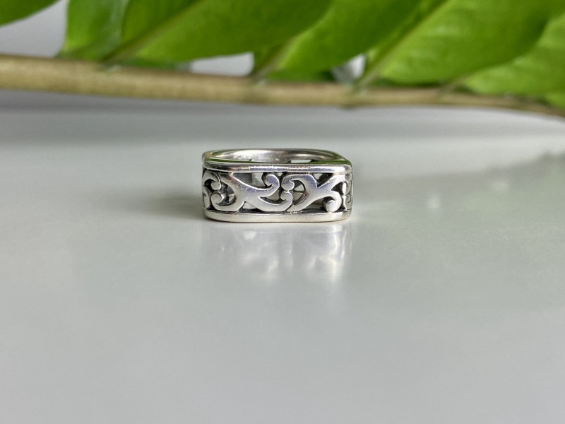 925 Sterling Silver Square Openwork Ring Size 6.5 - image 8