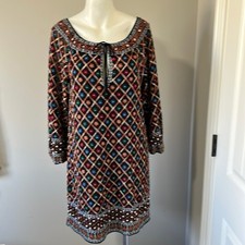 ALICE and Olivia Gillian Embroidered Beaded Silk Shift Dress Tie Front Black XS