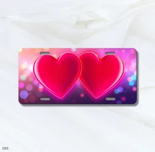 Artistic Two Hearts Artwork Your Name License Plate Custom Made Front Plate
