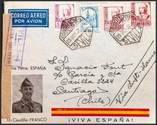 Spain. Spanish State Airmail. Cover 822, 823, 829. 1937. 25 Cts Red, 3