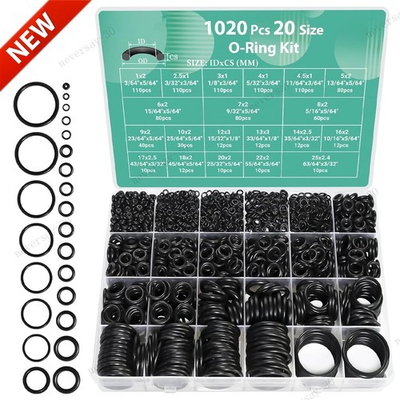 #ad 1020 Pcs O Ring Kit 20 Size Nitrile Rubber Oring Assortment Set for Car Auto Veh $8.98