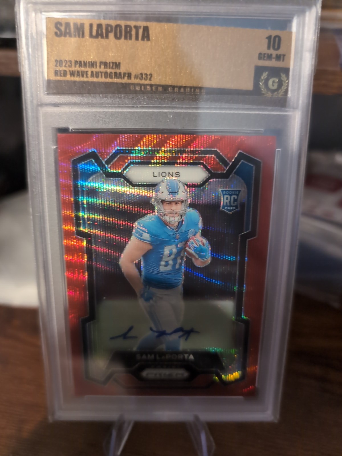 Sam LaPorta #332 (RC) Auto Red Wave /149 - PSA 9 - 2023 Panini Prizm