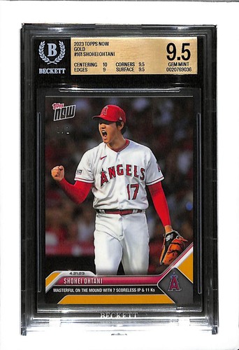 2023 TOPPS NOW MLB #161 SHOHEI OHTANI MASTERFUL! 1/1 GOLD PARALLEL BGS 9.5 w/ 10