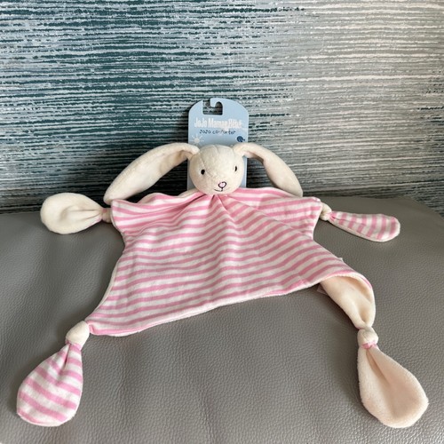 JoJo Maman Bebe Pink Striped Bunny Rabbit Comforter / Comfort Blanket Soft bnwt