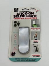 Premier Rechargeable Stick-On Selfie Light NWT Flip Up Mirror Kickstand Gift New