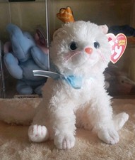 Muff The Fluffy White Cat with Bow MWMT Hard To Find Retired Ty Beanie Babies