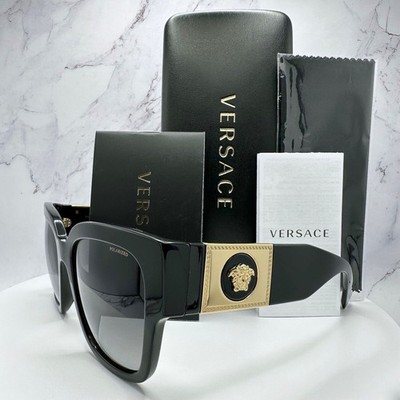 VERSACE Sunglasses Square VE4437U GB1/T3 Polarized Black Gold Metal New Medusa